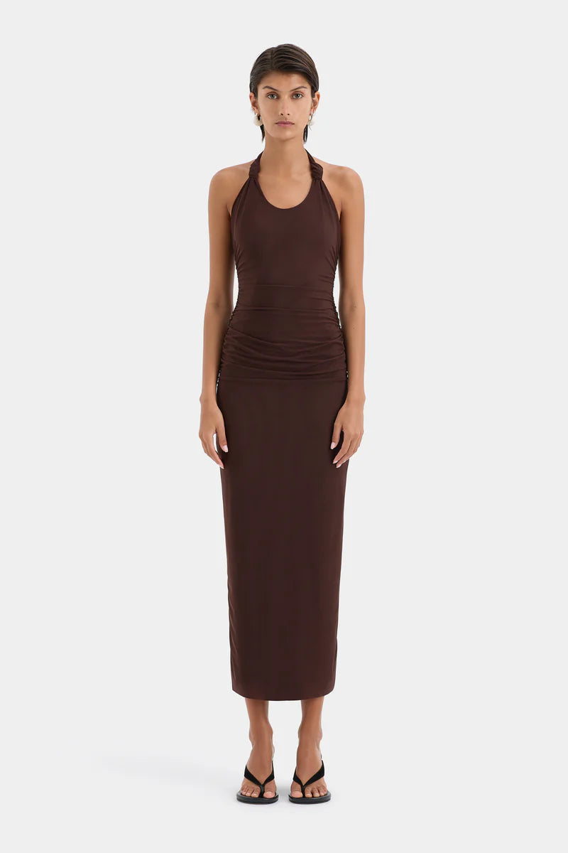 Rent or Hire Designer Dresses | SIR The Label Jacques Knot Midi Dress - Chocolate | Lend the Trends Rent or Hire Designer Dresses | SIR The Label Jacques Knot Midi Dress - Chocolate | Lend the Trends