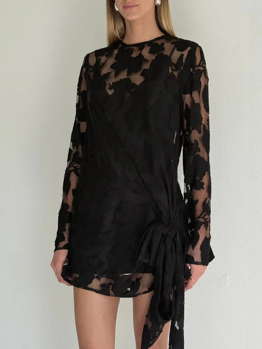 Rent or Hire Designer Dresses | By Nicola Elodie Mini Dress in Black Lace |  Lend the Trends