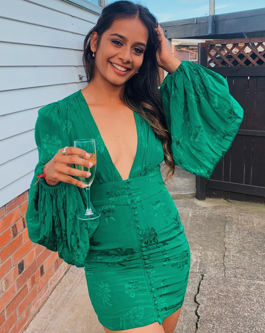 Rat and boa emerald green dress sales