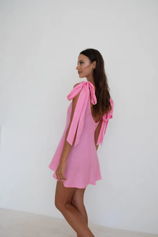 Caitlin Crisp Mini Wilmer Dress - Barbie Pink