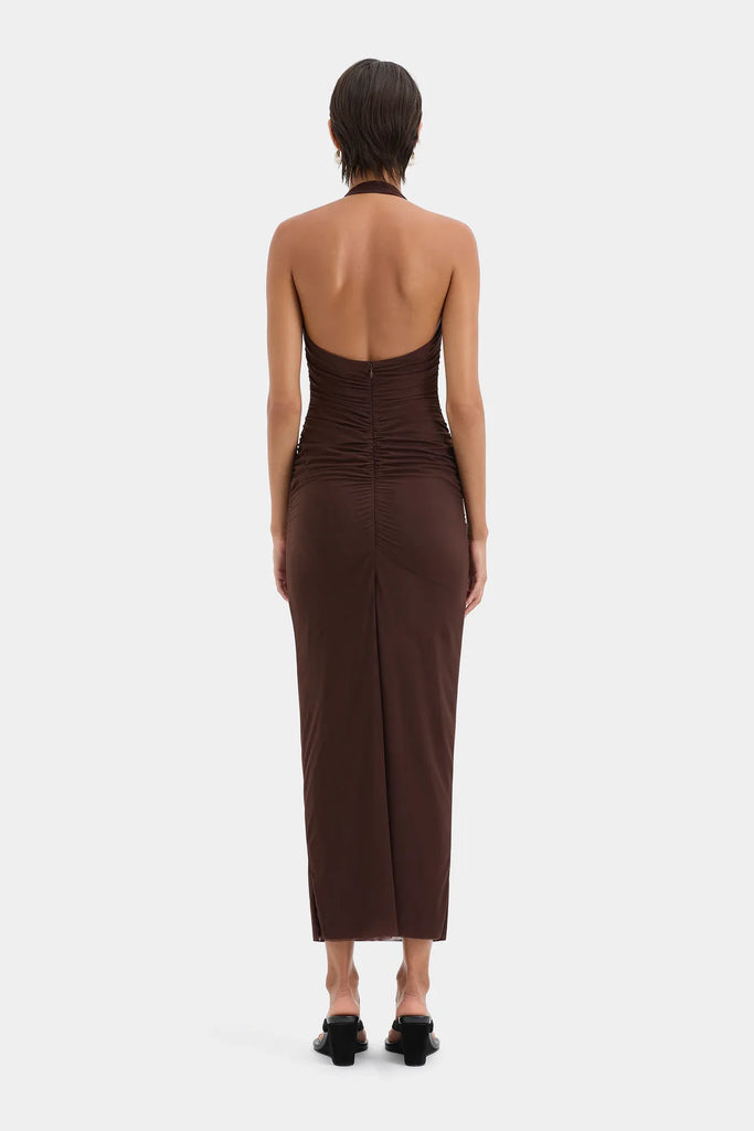 SIR The Label Jacques Knot Midi Dress - Chocolate