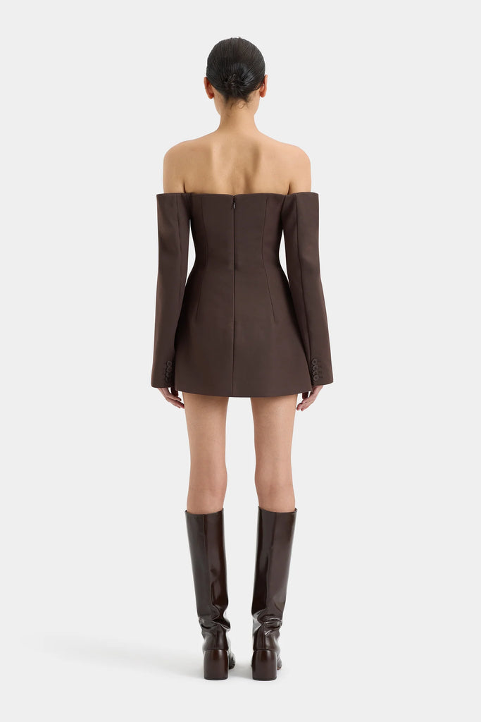 SIR The Label Sandrine Tailored Mini Dress - Chocolate