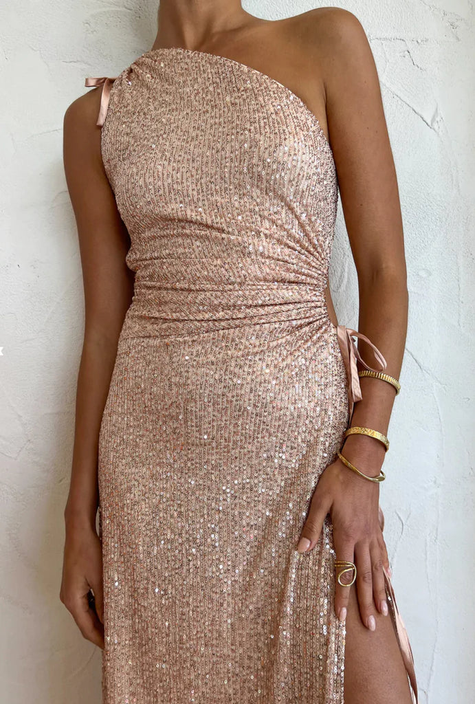 Sonya Nour Gold Sequins Maxi Dress